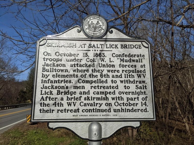 Skirmish at Salt Lick Bridge Marker image. Click for full size.