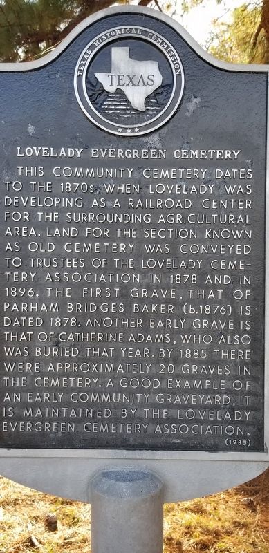 Lovelady Evergreen Cemetery Marker image. Click for full size.