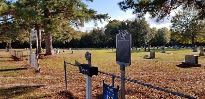 Lovelady Evergreen Cemetery Marker and Historic Cemetery Medallion image. Click for full size.