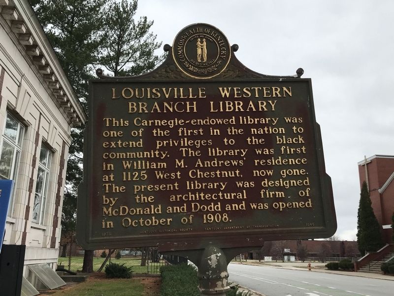 Louisville Western Branch Library Marker (Side A) image. Click for full size.