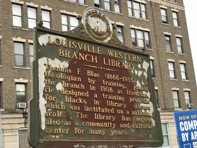 Louisville Western Branch Library Marker (Side B) image. Click for full size.