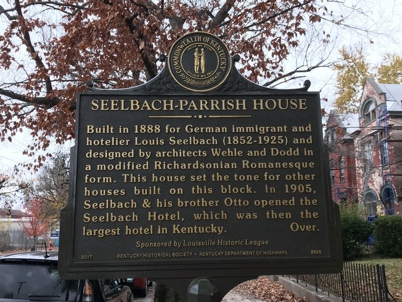 Seelbach-Parrish House Marker (Side A) image. Click for full size.