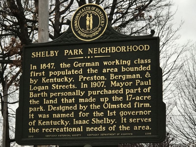 Shelby Park Neighborhood Marker image. Click for full size.