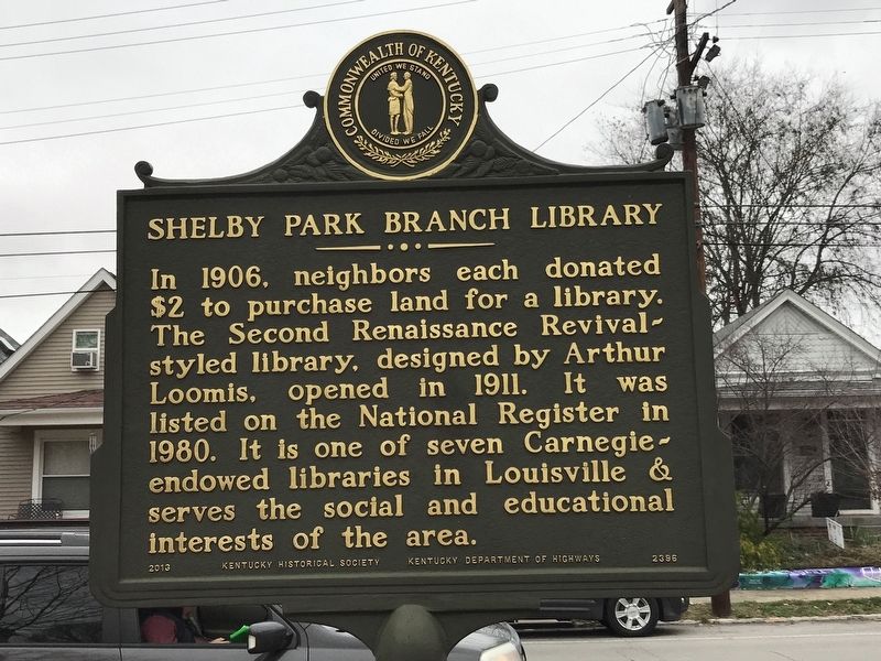 Shelby Park Branch Library Marker image. Click for full size.