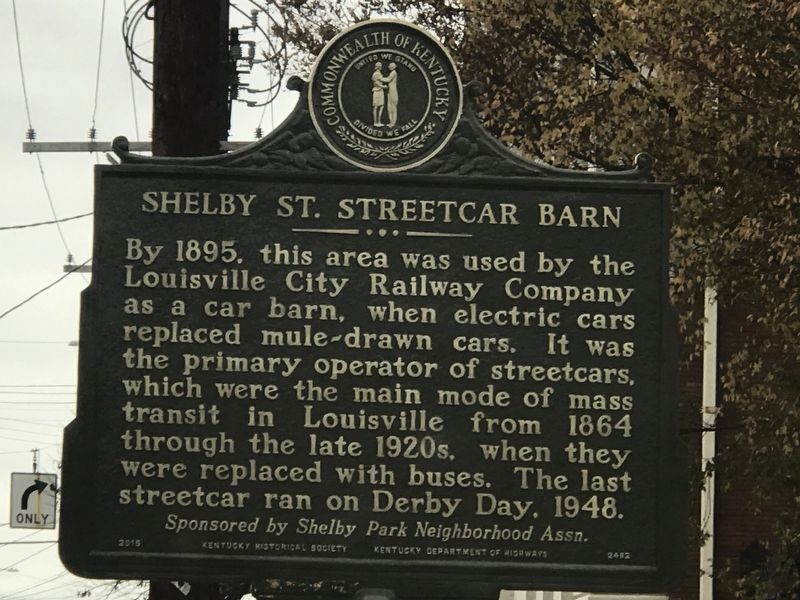 Shelby St. Streetcar Barn Marker. Click for full size. Shelby St. Streetcar Barn Marker image. Click for full size.