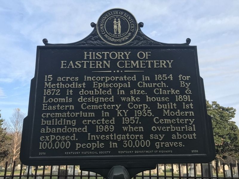 History of Eastern Cemetery Marker image. Click for full size.