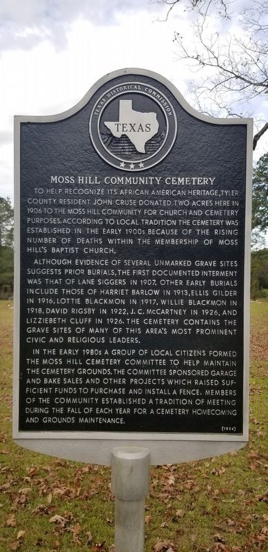 Moss Hill Community Cemetery Marker image. Click for full size.
