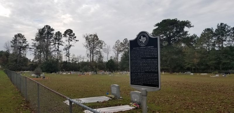 The marker and Moss Hill Community Cemetery in the background. image. Click for full size.