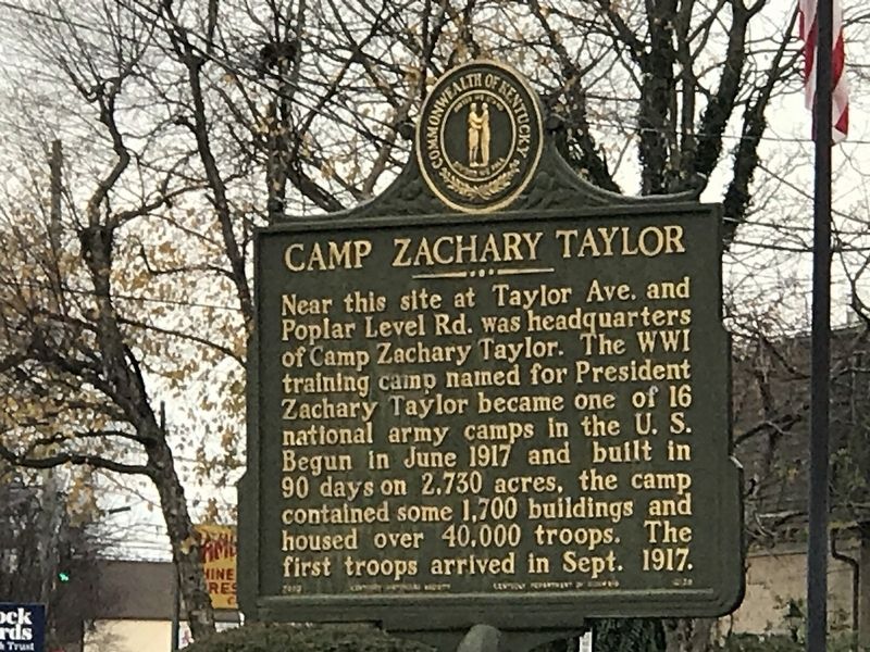 Camp Zachary Taylor Marker (Side A). Click for full size. Camp Zachary Taylor Marker (Side A) image. Click for full size.