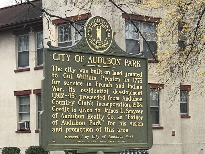 City of Audubon Park Marker image. Click for full size.