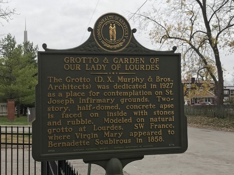 Grotto & Garden of Our Lady of Lourdes Marker (Side A) image. Click for full size.