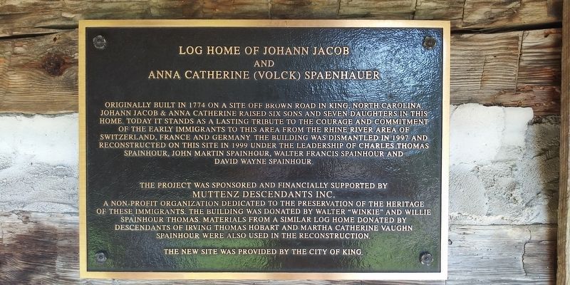 Log Home Of Hohanna Jacob And Anna Catherine (Volck) Spaenhauer Marker image. Click for full size.