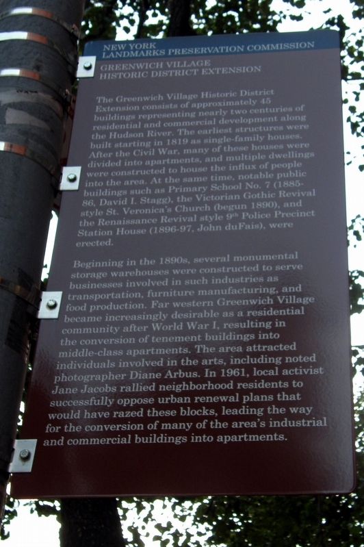 Greenwich Village Historic District Extension Marker image. Click for full size.