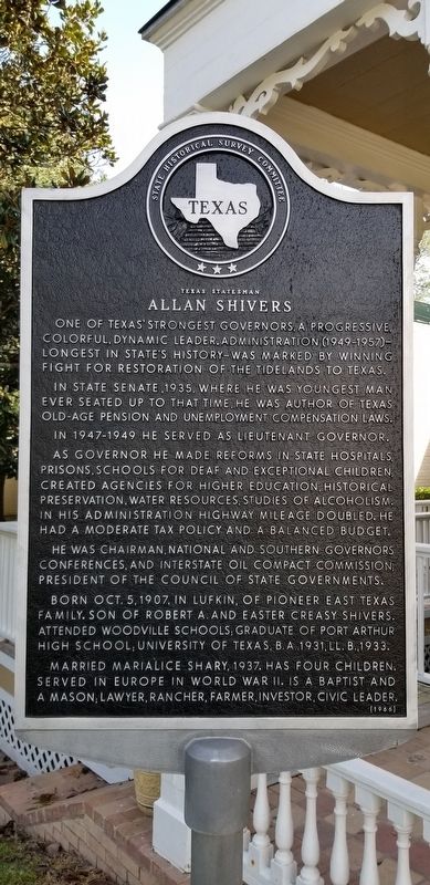 Texas Statesman Allan Shivers Marker image. Click for full size.