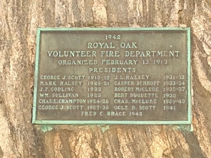 Royal Oak Volunteer Fire Department Marker image. Click for full size.