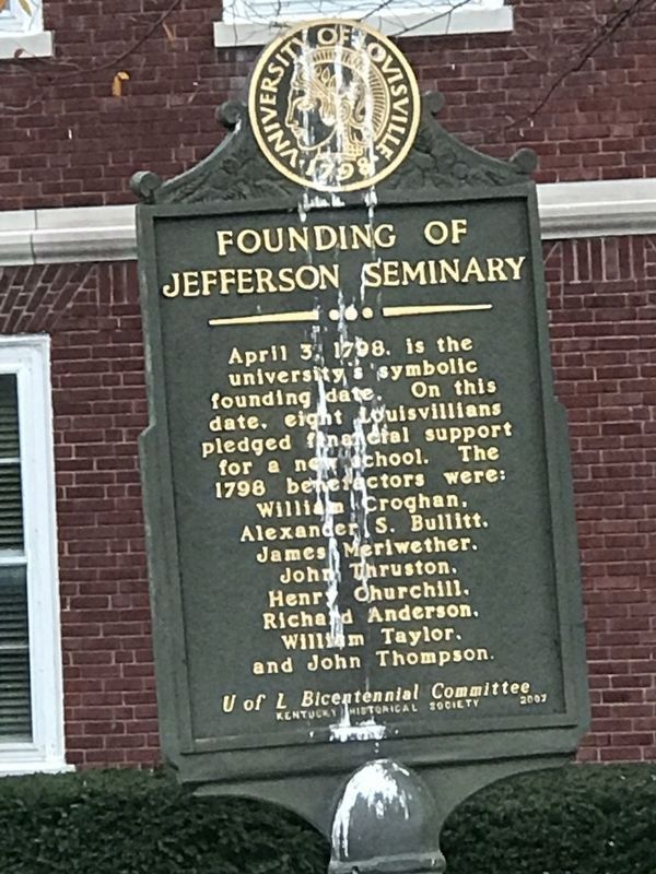Founding of Jefferson Seminary Marker (Side A) image. Click for full size.