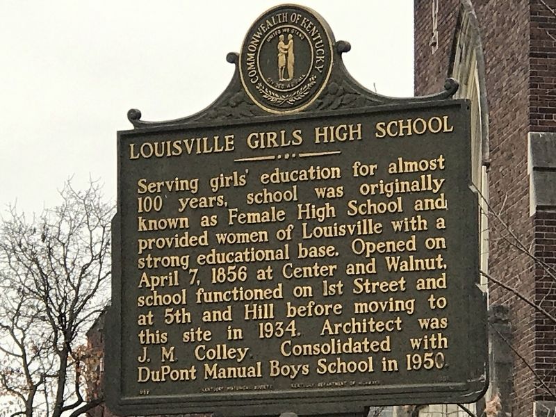 Louisville Girls High School Marker. Click for full size. Louisville Girls High School Marker image. Click for full size.