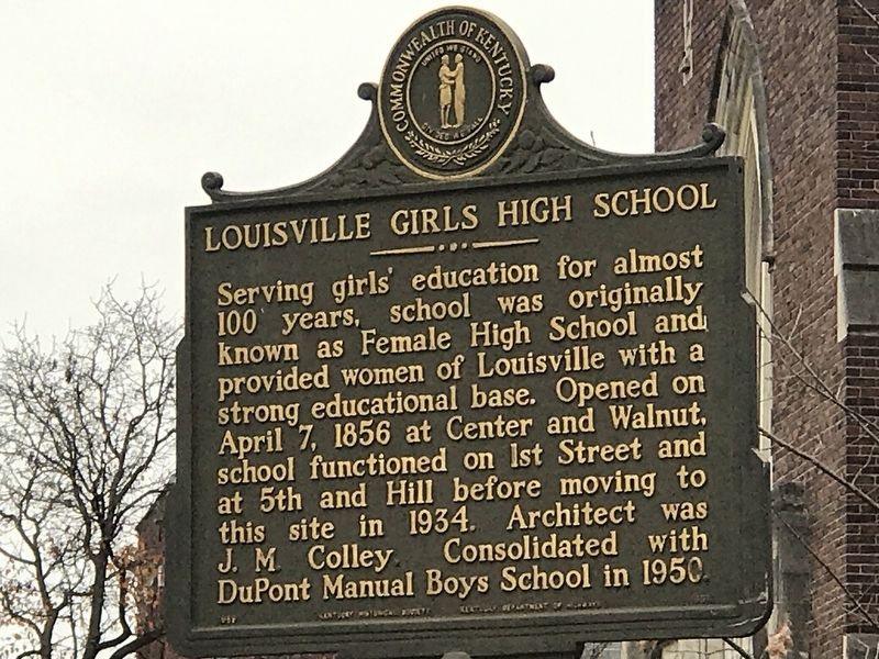 Louisville Girls High School Marker image. Click for full size.