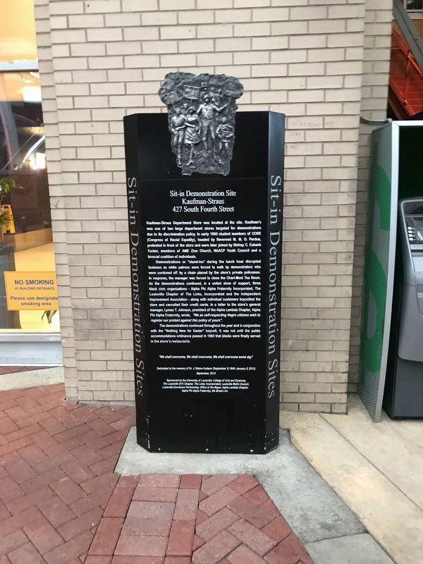 Sit-In Demonstration Site - Kaufman-Straus - 427 South Fourth Street Marker image. Click for full size.