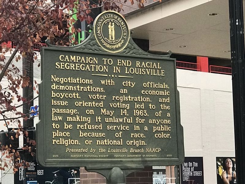 Campaign to End Racial Segregation in Louisville Marker (Side B) image. Click for full size.