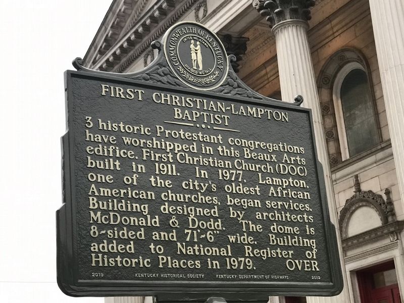 First Christian-Lampton Baptist Marker image. Click for full size.