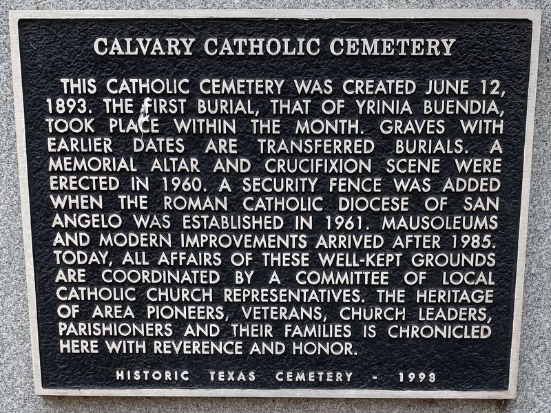 Calvary Catholic Cemetery Marker image. Click for full size.