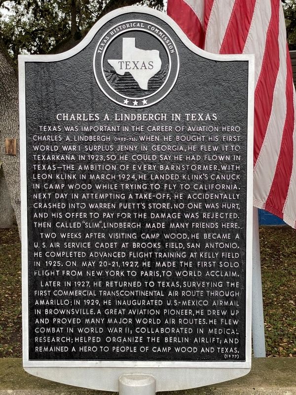 Charles A. Lindbergh in Texas Marker image. Click for full size.
