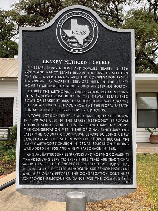 Leakey Methodist Church Marker. Click for full size. Leakey Methodist Church Marker image. Click for full size.