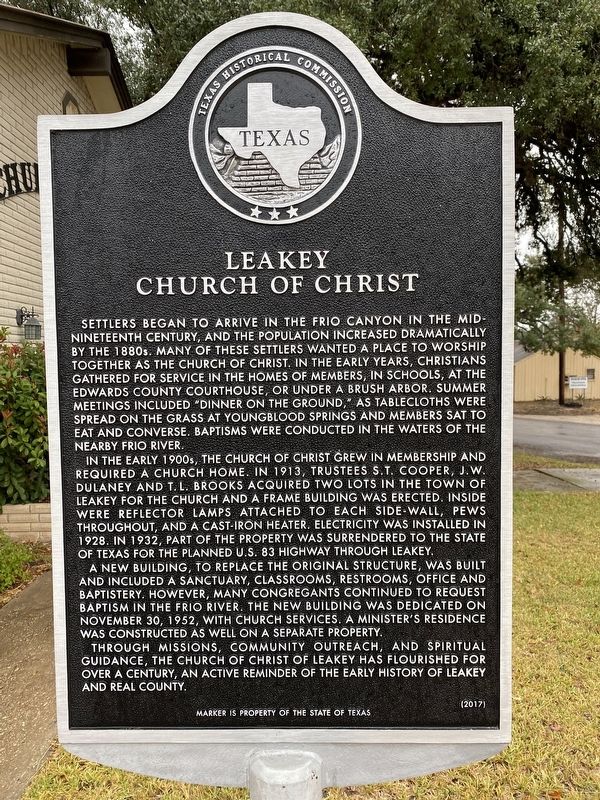 Leakey Church of Christ Marker. Click for full size. Leakey Church of Christ Marker image. Click for full size.