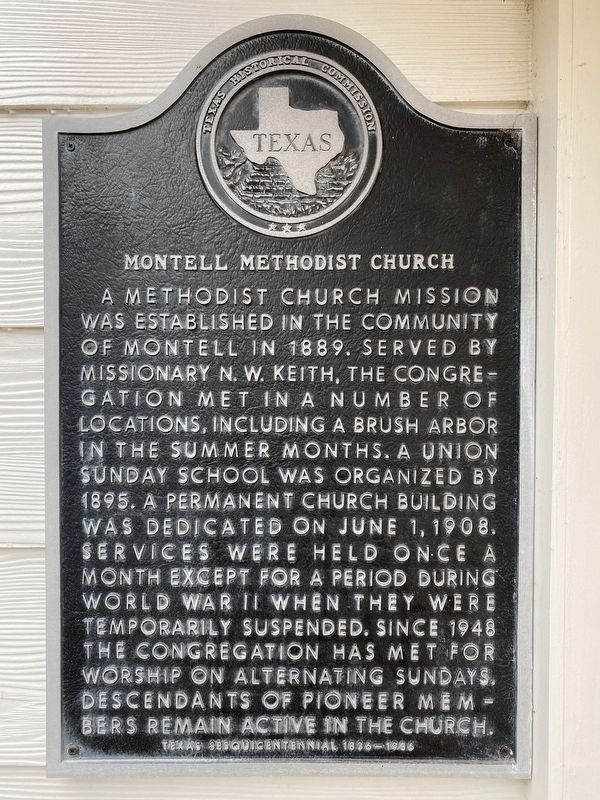 Montell Methodist Church Marker image. Click for full size.