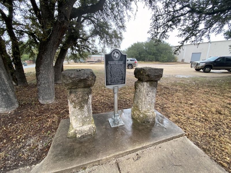 Site of Rocksprings' First School Building Marker image. Click for full size.