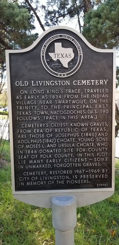 Old Livingston Cemetery Marker. Click for full size. Old Livingston Cemetery Marker image. Click for full size.