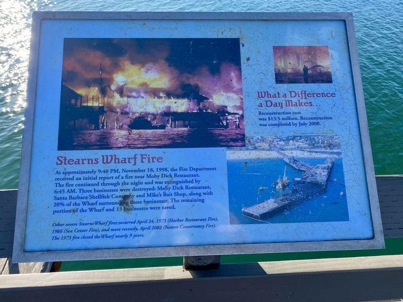 Stearns Wharf Fire Marker image. Click for full size.