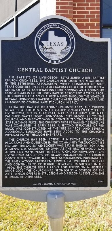 Central Baptist Church Marker image. Click for full size.