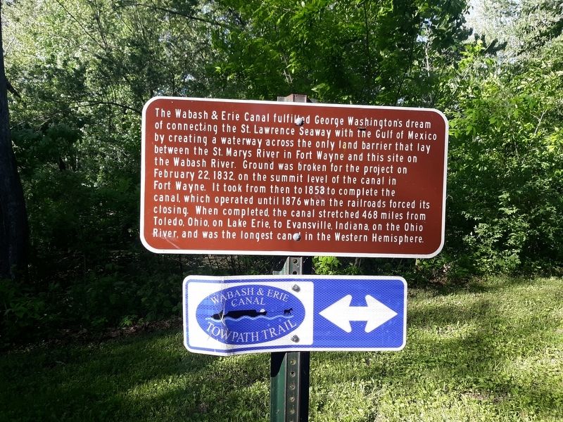 The Wabash & Erie Canal Fulfilled George Washington's Dream Marker image. Click for full size.