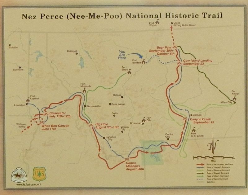 Cow Island Incident Marker (detail): Nez Perce (Nee-Me-Poo) National Historic Trail image. Click for full size.