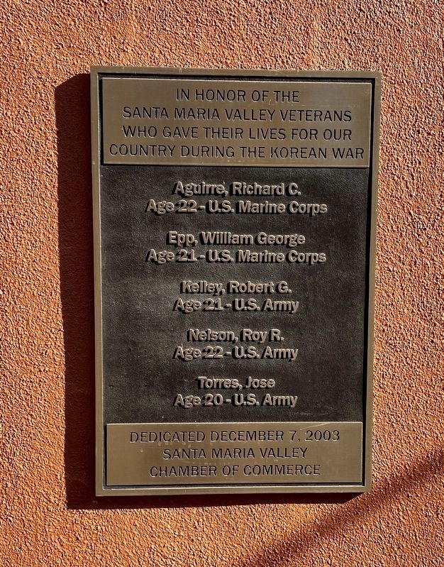 Santa Maria Valley Korean War Memorial image. Click for full size.