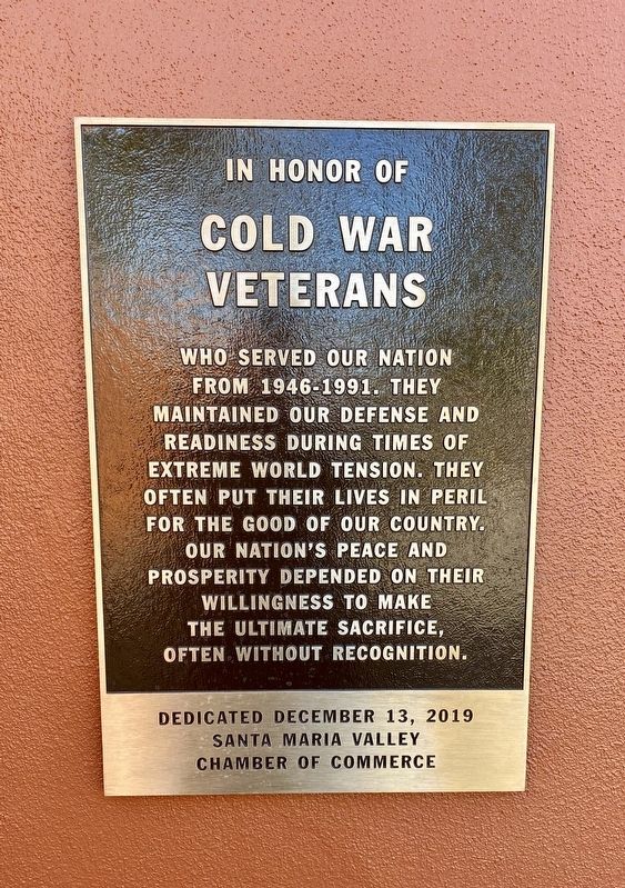 Santa Maria Valley Cold War Veterans Memorial image. Click for full size.