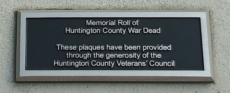 Donor plaque for the Huntington World War I Memorial image. Click for full size.