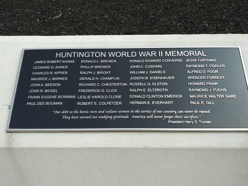 Huntington World War II Memorial No. 1 Marker image. Click for full size.