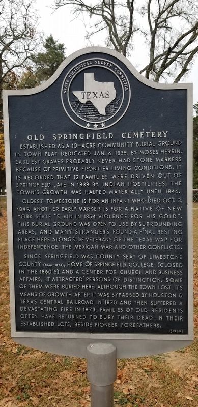 Old Springfield Cemetery Marker image. Click for full size.
