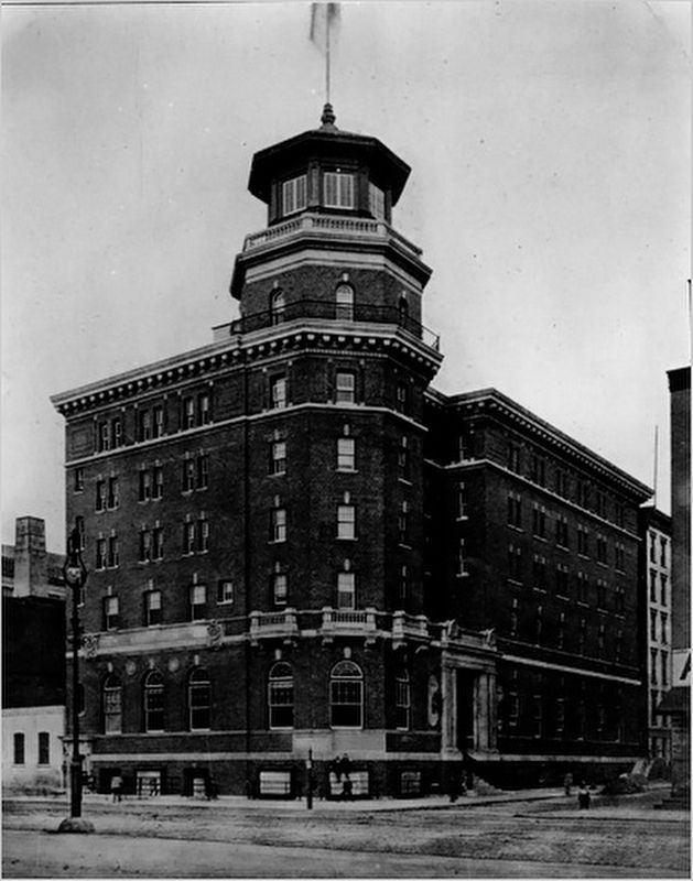 The Seaman's Institute Hotel, with the original beacon tower image. Click for full size.