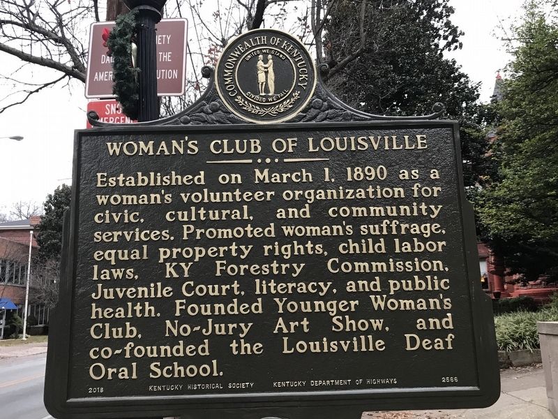 Woman's Club of Louisville Marker image. Click for full size.