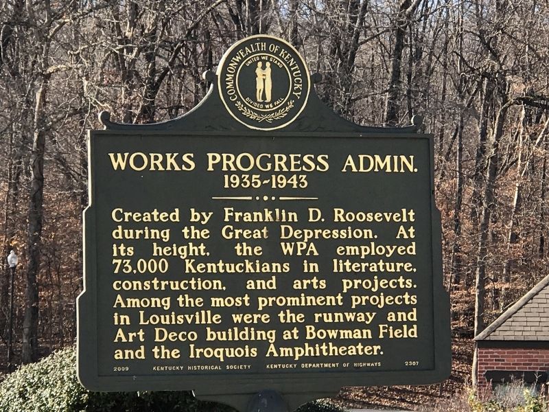 Works Progress Admin., 1935-1943 Marker. Click for full size. Works Progress Admin., 1935-1943 Marker image. Click for full size.