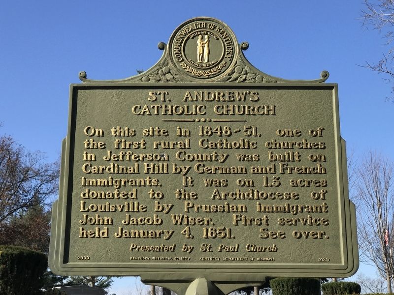St. Andrew's Catholic Church Marker. Click for full size. St. Andrew's Catholic Church Marker image. Click for full size.