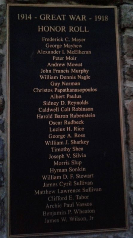 World War I Memorial Tower Honor Roll. Click for full size. World War I Memorial Tower Honor Roll image. Click for full size.