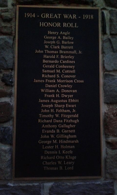 World War I Memorial Tower Honor Roll. Click for full size. World War I Memorial Tower Honor Roll image. Click for full size.