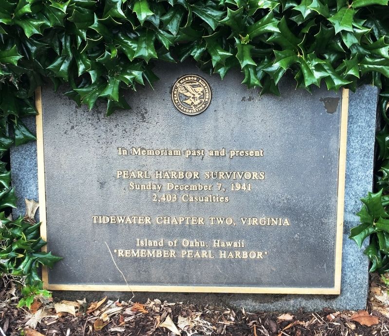 Pearl Harbor Survivors Marker. Click for full size. Pearl Harbor Survivors Marker image. Click for full size.