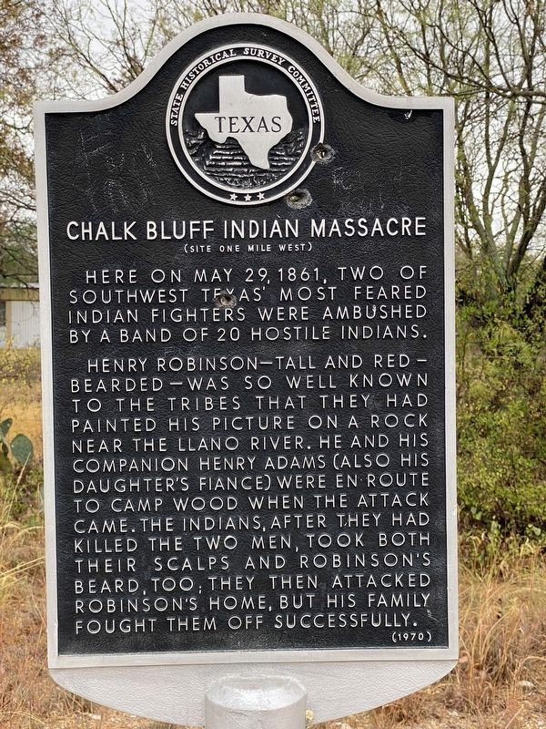 Chalk Bluff Indian Massacre Marker image. Click for full size.