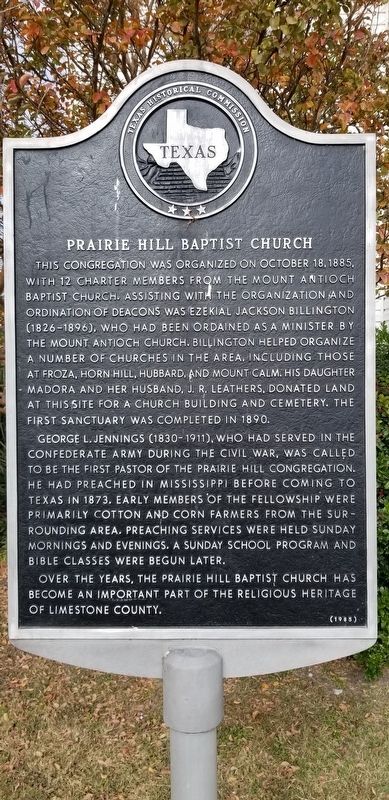 Prairie Hill Baptist Church Marker image. Click for full size.